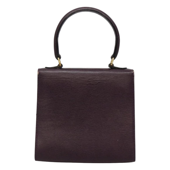 CELINE Hand Bag Leather Purple Auth 114282