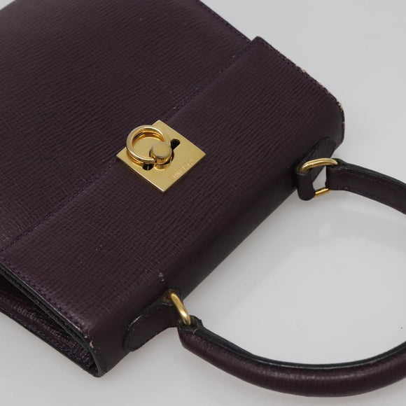 CELINE Hand Bag Leather Purple Auth 114282