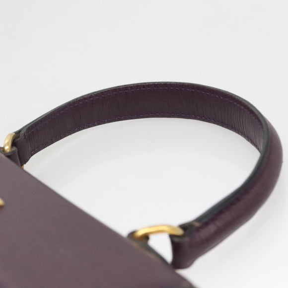 CELINE Hand Bag Leather Purple Auth 114282
