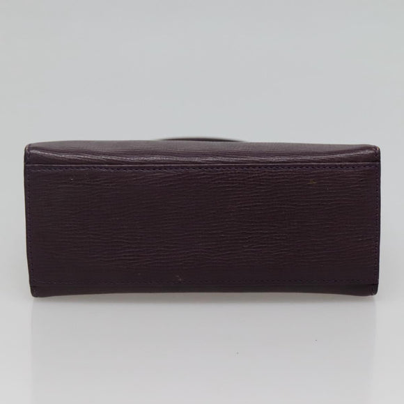 CELINE Hand Bag Leather Purple Auth 114282