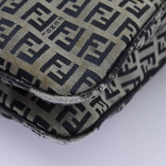 FENDI Zucchino Canvas Shoulder Bag Navy Auth 114284