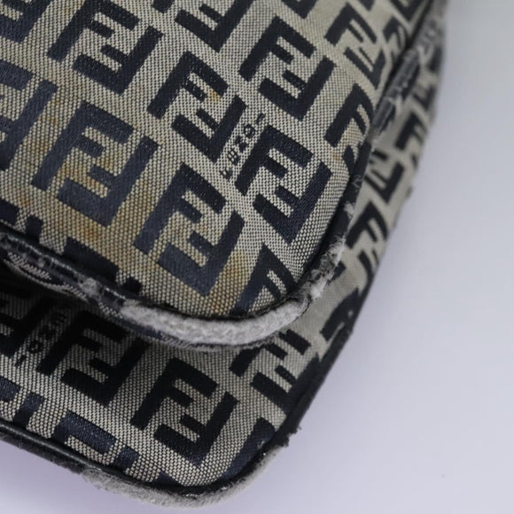FENDI Zucchino Canvas Shoulder Bag Navy Auth 114284