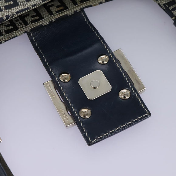 FENDI Zucchino Canvas Shoulder Bag Navy Auth 114284