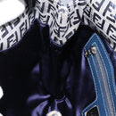 FENDI Zucchino Canvas Shoulder Bag Navy Auth 114284-21