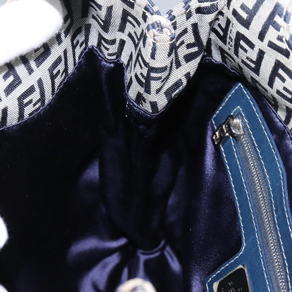 FENDI Zucchino Canvas Shoulder Bag Navy Auth 114284