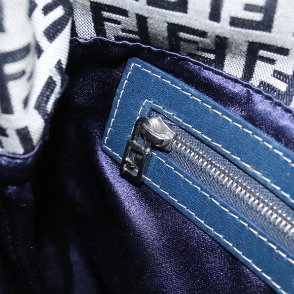 FENDI Zucchino Canvas Shoulder Bag Navy Auth 114284