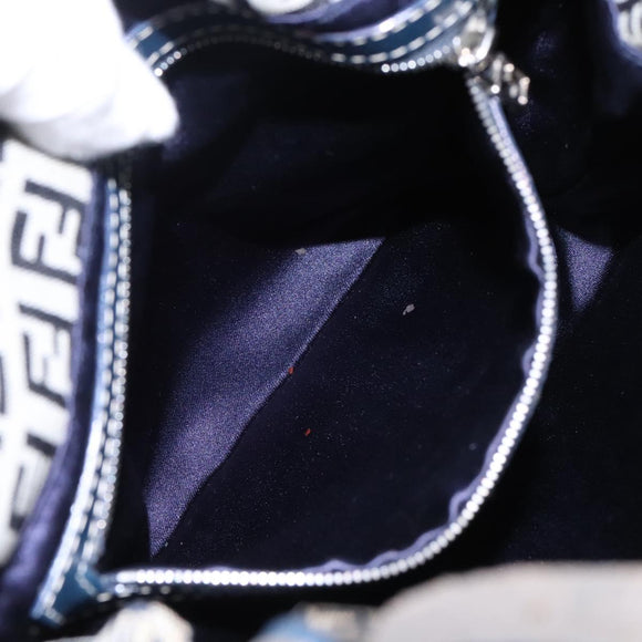 FENDI Zucchino Canvas Shoulder Bag Navy Auth 114284