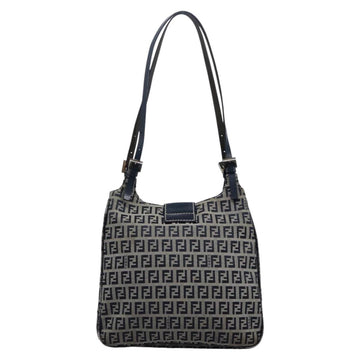 FENDI Zucchino Canvas Shoulder Bag Navy Auth 114284 - 0
