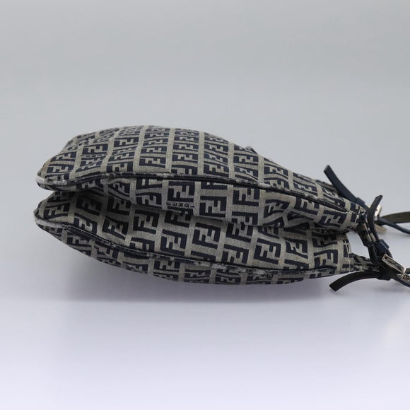 FENDI Zucchino Canvas Shoulder Bag Navy Auth 114284