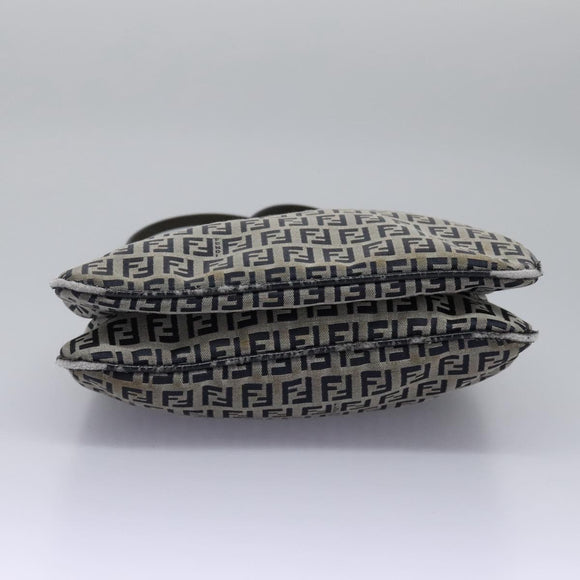 FENDI Zucchino Canvas Shoulder Bag Navy Auth 114284