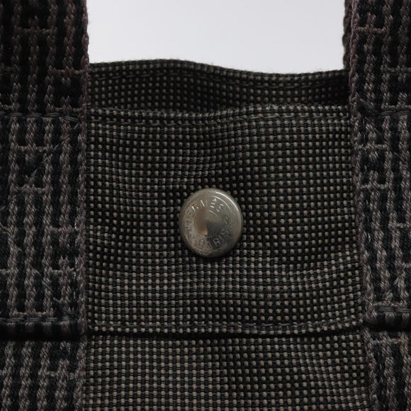 HERMES Her Line PM Tote Bag Canvas Gray Silver Auth 114293