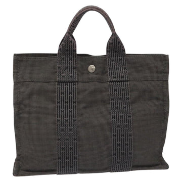 HERMES Her Line PM Tote Bag Canvas Gray Silver Auth 114293 - 0