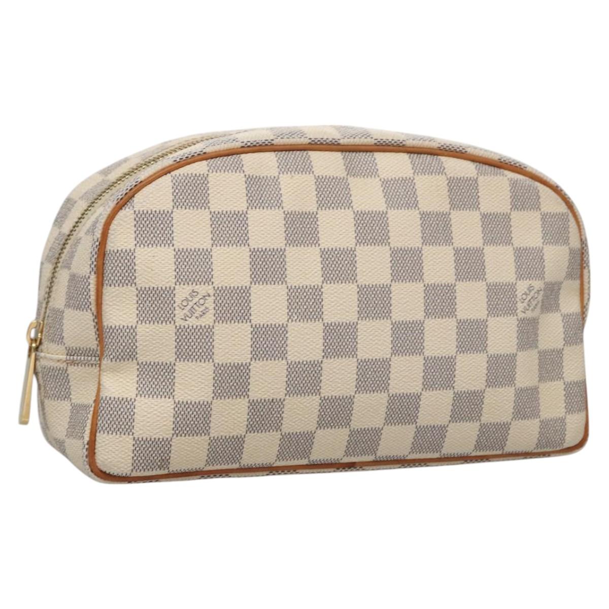 LOUIS VUITTON Damier Azur Trousse Toilette Cosmetic Pouch N41420 LV Auth 114307