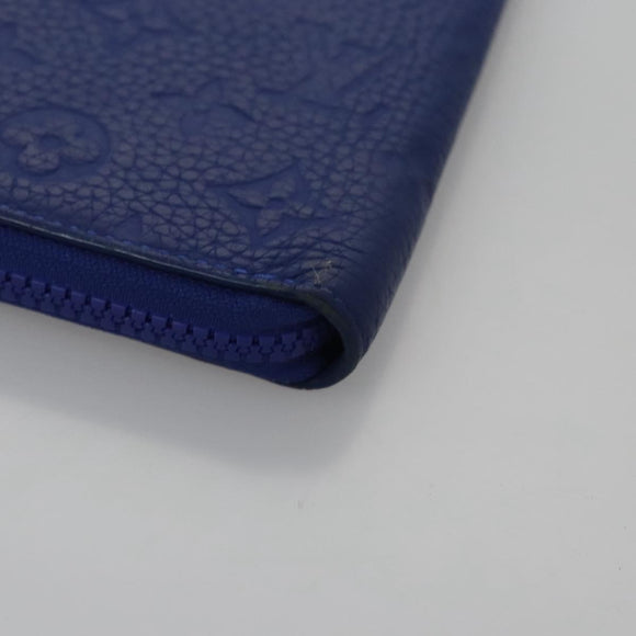 LOUIS VUITTON Taurillon Monogram Zippy Wallet Wallet Blue M80791 LV Auth 114310