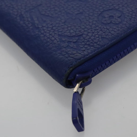 LOUIS VUITTON Taurillon Monogram Zippy Wallet Wallet Blue M80791 LV Auth 114310