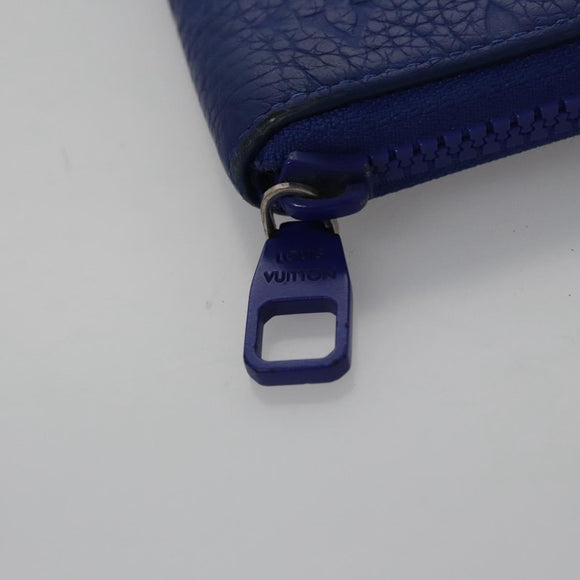 LOUIS VUITTON Taurillon Monogram Zippy Wallet Wallet Blue M80791 LV Auth 114310