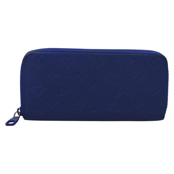 LOUIS VUITTON Taurillon Monogram Zippy Wallet Wallet Blue M80791 LV Auth 114310