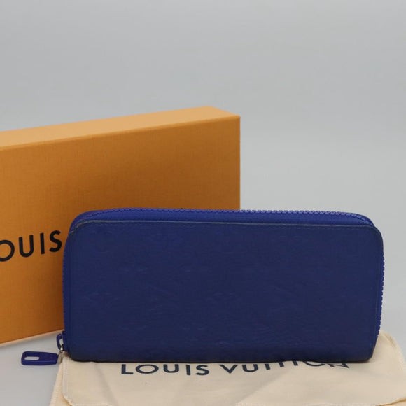 LOUIS VUITTON Taurillon Monogram Zippy Wallet Wallet Blue M80791 LV Auth 114310