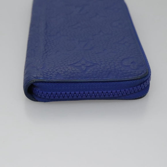 LOUIS VUITTON Taurillon Monogram Zippy Wallet Wallet Blue M80791 LV Auth 114310