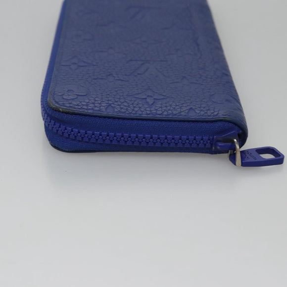 LOUIS VUITTON Taurillon Monogram Zippy Wallet Wallet Blue M80791 LV Auth 114310
