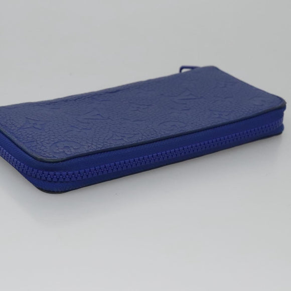 LOUIS VUITTON Taurillon Monogram Zippy Wallet Wallet Blue M80791 LV Auth 114310