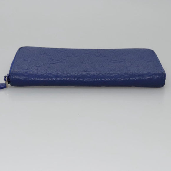 LOUIS VUITTON Taurillon Monogram Zippy Wallet Wallet Blue M80791 LV Auth 114310