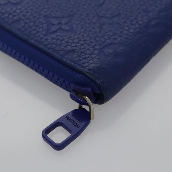 LOUIS VUITTON Taurillon Monogram Zippy Wallet Wallet Blue M80791 LV Auth 114310
