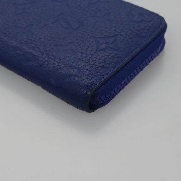 LOUIS VUITTON Taurillon Monogram Zippy Wallet Wallet Blue M80791 LV Auth 114310
