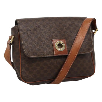 CELINE Macadam Canvas Shoulder Bag PVC Brown Gold Auth 114341