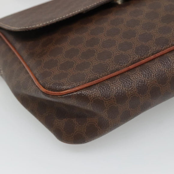 CELINE Macadam Canvas Shoulder Bag PVC Brown Gold Auth 114341