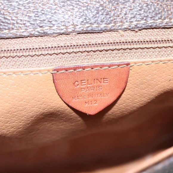CELINE Macadam Canvas Shoulder Bag PVC Brown Gold Auth 114341
