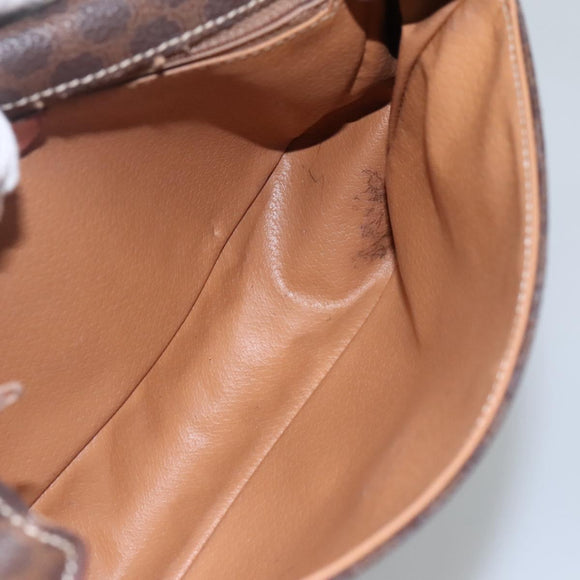 CELINE Macadam Canvas Shoulder Bag PVC Brown Gold Auth 114341