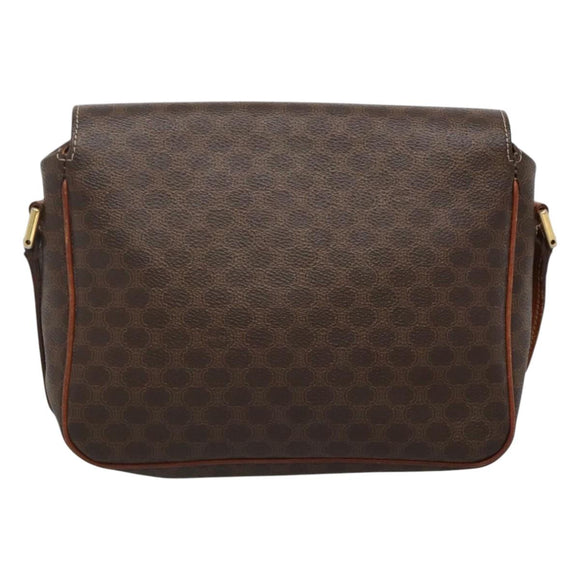 CELINE Macadam Canvas Shoulder Bag PVC Brown Gold Auth 114341