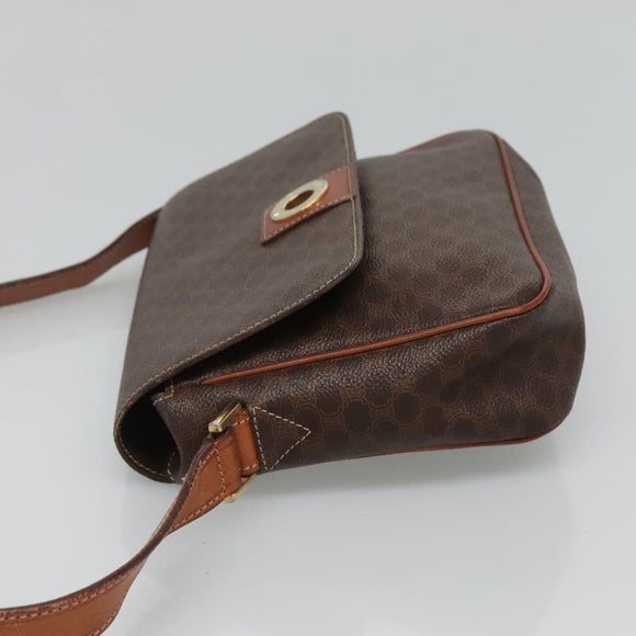 CELINE Macadam Canvas Shoulder Bag PVC Brown Gold Auth 114341