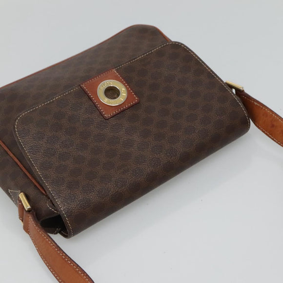 CELINE Macadam Canvas Shoulder Bag PVC Brown Gold Auth 114341
