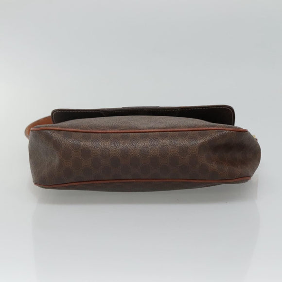 CELINE Macadam Canvas Shoulder Bag PVC Brown Gold Auth 114341