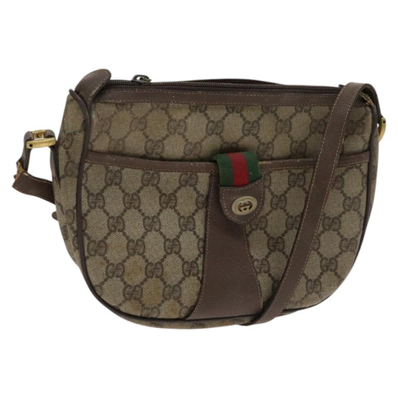 GUCCI GG Supreme Shoulder Bag PVC Leather Beige Green Red Auth 114357
