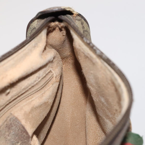 GUCCI GG Supreme Shoulder Bag PVC Leather Beige Green Red Auth 114357