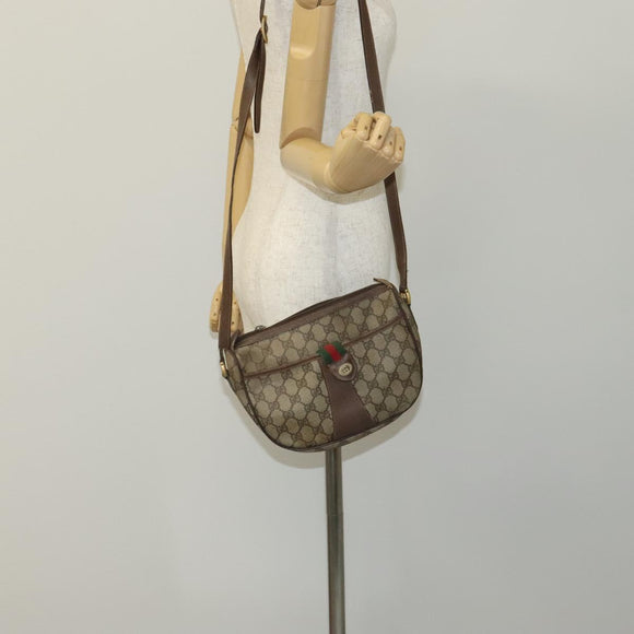 GUCCI GG Supreme Shoulder Bag PVC Leather Beige Green Red Auth 114357