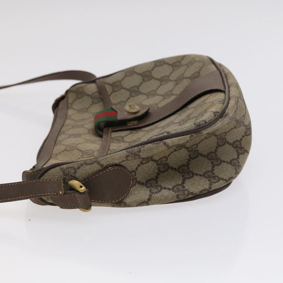 GUCCI GG Supreme Shoulder Bag PVC Leather Beige Green Red Auth 114357