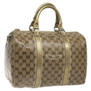 GUCCI GG Crystal Boston Bag Beige 193603 Auth 114377-1