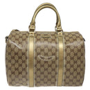 GUCCI GG Crystal Boston Bag Beige 193603 Auth 114377-13