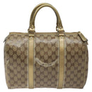 GUCCI GG Crystal Boston Bag Beige 193603 Auth 114377-2