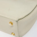 Salvatore Ferragamo Gancini Hand Bag Leather White Gold Auth 114378-8