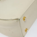 Salvatore Ferragamo Gancini Hand Bag Leather White Gold Auth 114378-15
