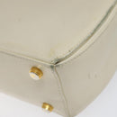 Salvatore Ferragamo Gancini Hand Bag Leather White Gold Auth 114378-16