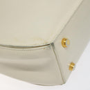 Salvatore Ferragamo Gancini Hand Bag Leather White Gold Auth 114378-17