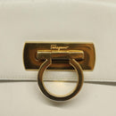 Salvatore Ferragamo Gancini Hand Bag Leather White Gold Auth 114378-18