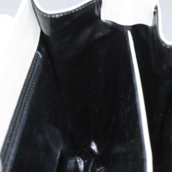 Salvatore Ferragamo Gancini Hand Bag Leather White Gold Auth 114378