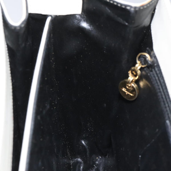 Salvatore Ferragamo Gancini Hand Bag Leather White Gold Auth 114378